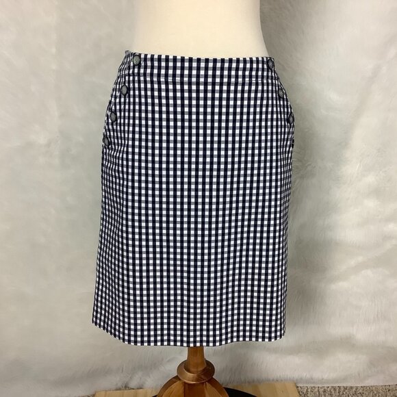 J. McLaughlin Dresses & Skirts - J. McLaughlin Navy Blue, White Gingham Check Sailor Button Mini Rayna Skirt 6
